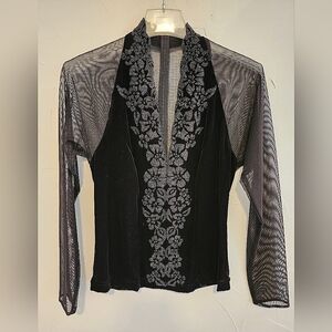 Formal Black Sheer Vneck Top